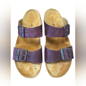 Haflinger Sandal Burgundy Double Strap Leather EUC Size 40